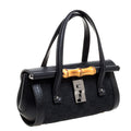 GUCCI SMALL GG MONOGRAM CALFSKIN LEATHER CANVAS BAMBOO BULLET BAG