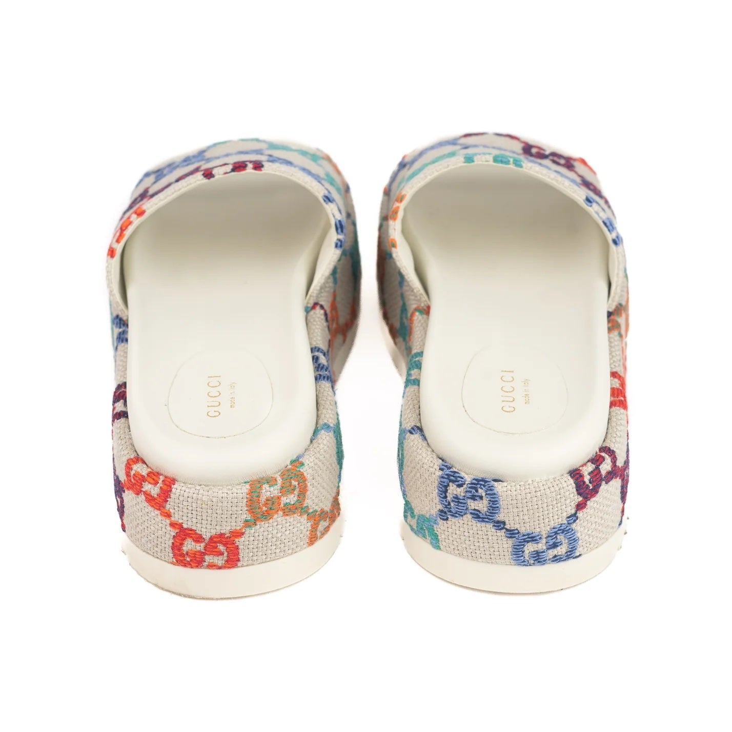 GUCCI GG MULTICOLOR ANGELINA PLATFORM SLIDE SANDALS