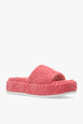 GUCCI GG PLATFORM SPONGE SLIDE SANDALS IN WILD ROSE
