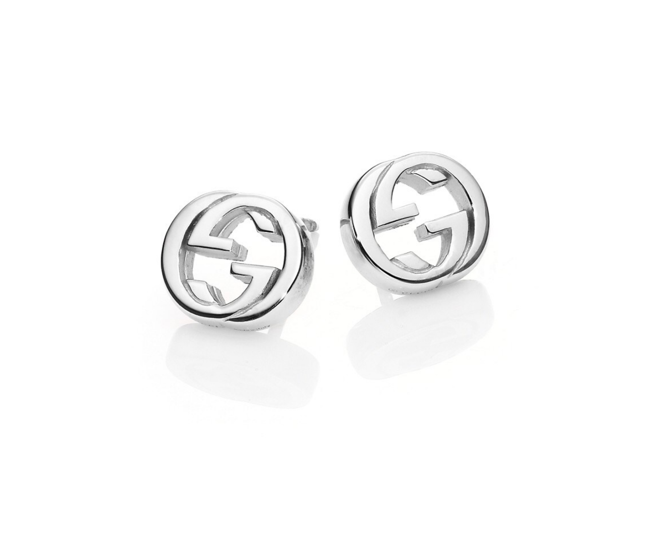 GUCCI Sterling Silver Interlocking Stud Earrings