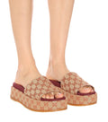 GUCCI GG SUPREME ANGELINA PLATFORM SLIDE SANDALS