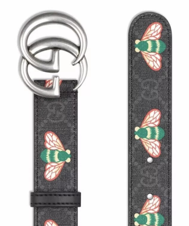 GUCCI GG SUPREME UNISEX BEE LEATHER BELT