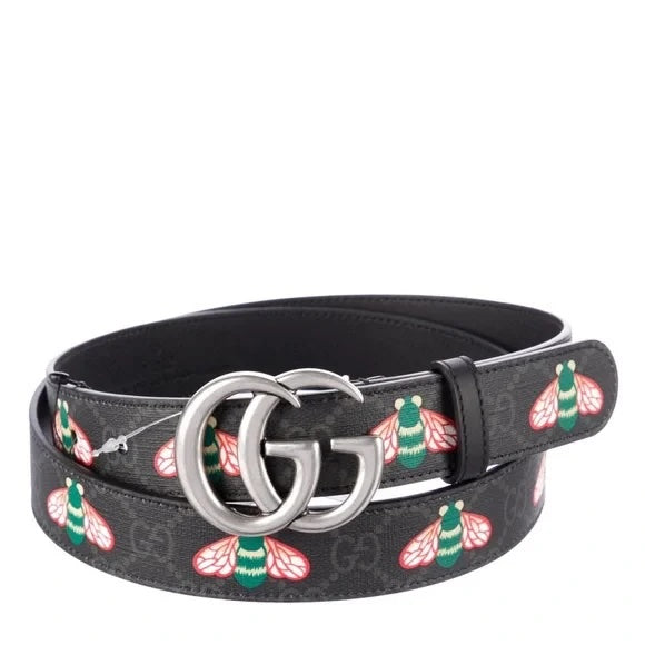GUCCI GG SUPREME UNISEX BEE LEATHER BELT