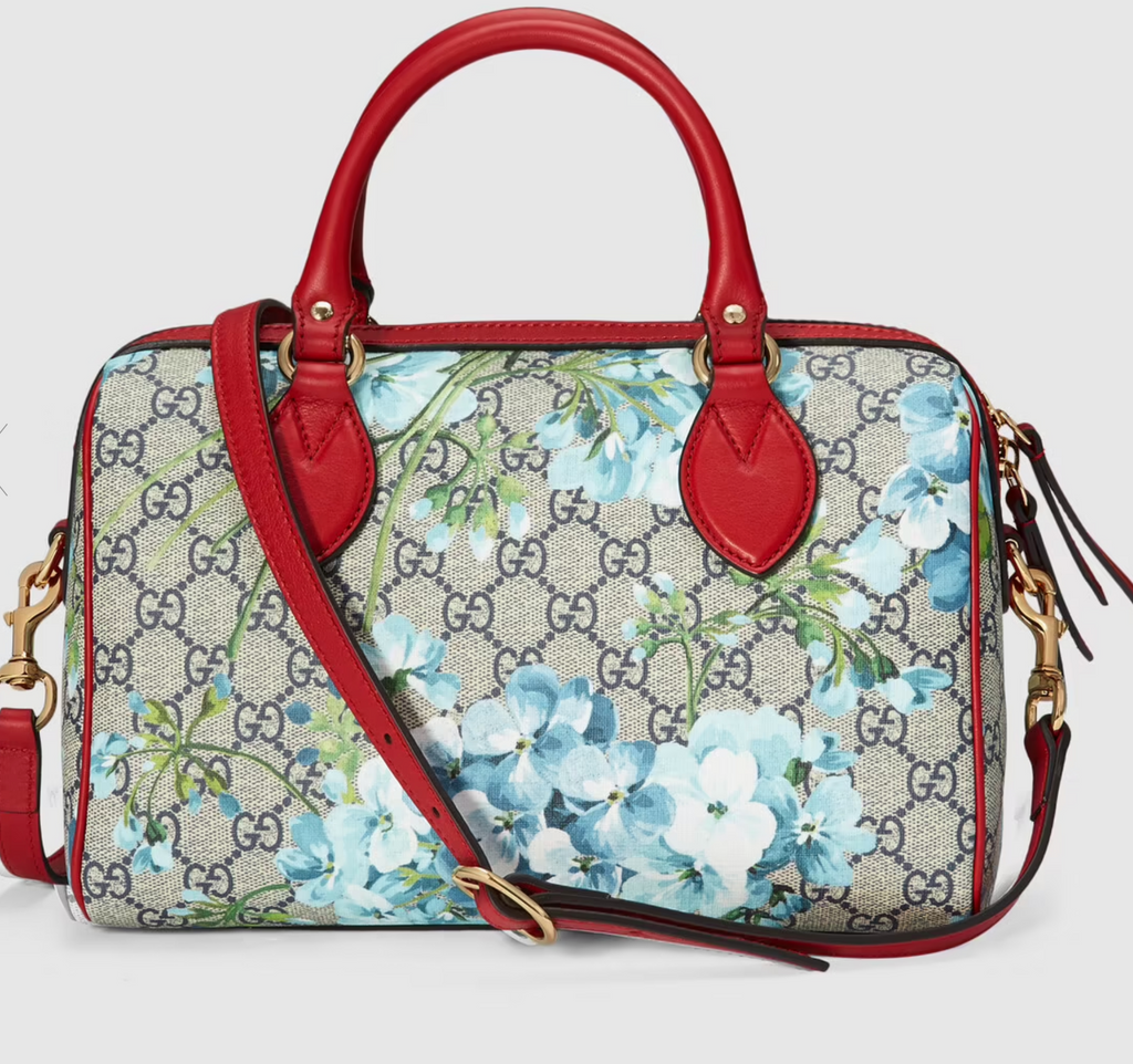GUCCI GG SUPREME MONOGRAM BLOOMS BOSTON BAG