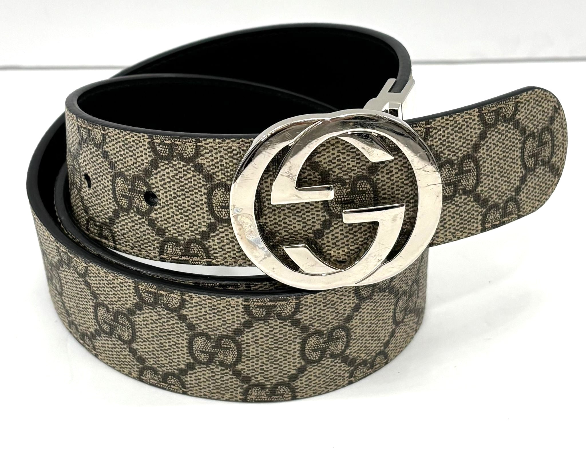 GUCCI GG SUPREME MONOGRAM INTERLOCKING G BELT