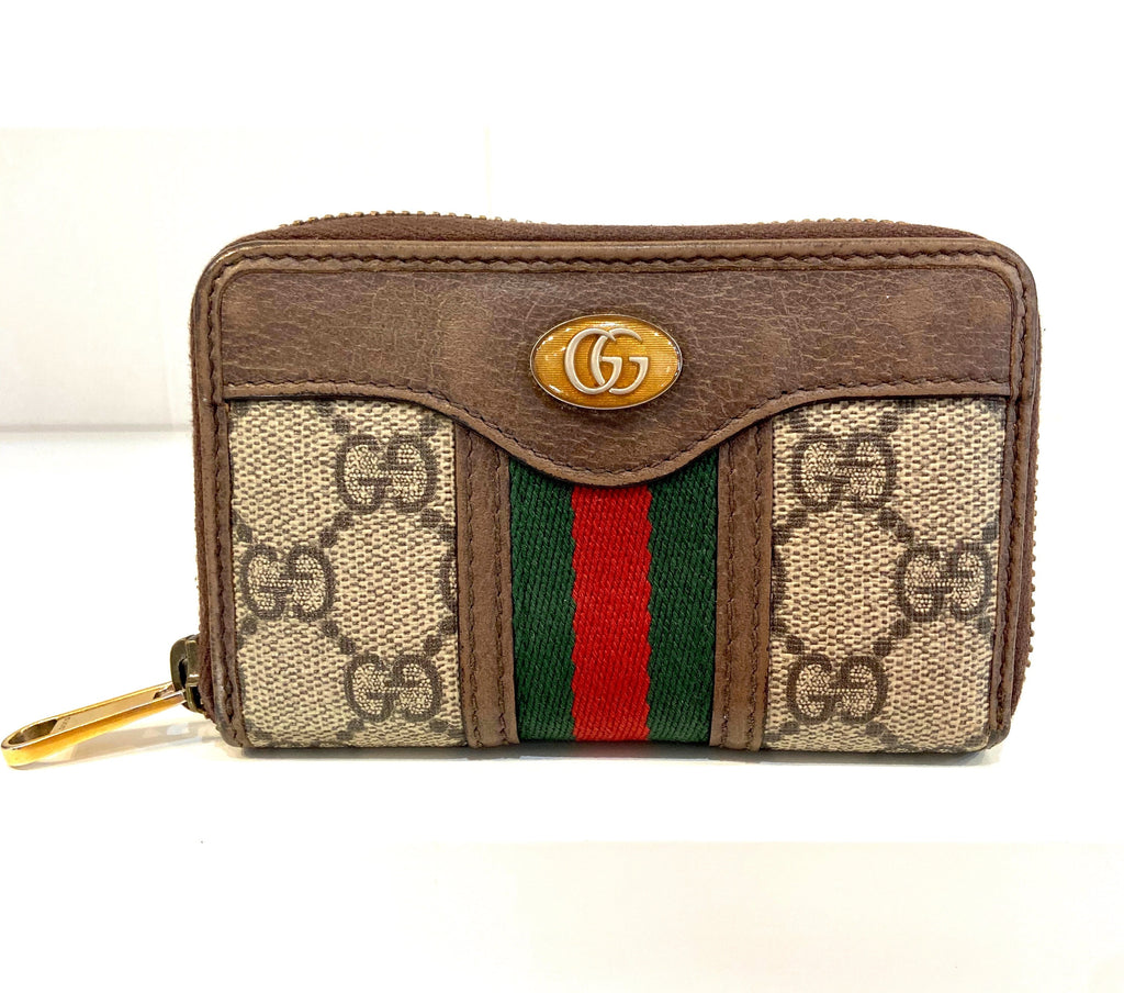 GUCCI GG SUPREME OPHIDIA SMALL ZIP AROUND WALLET