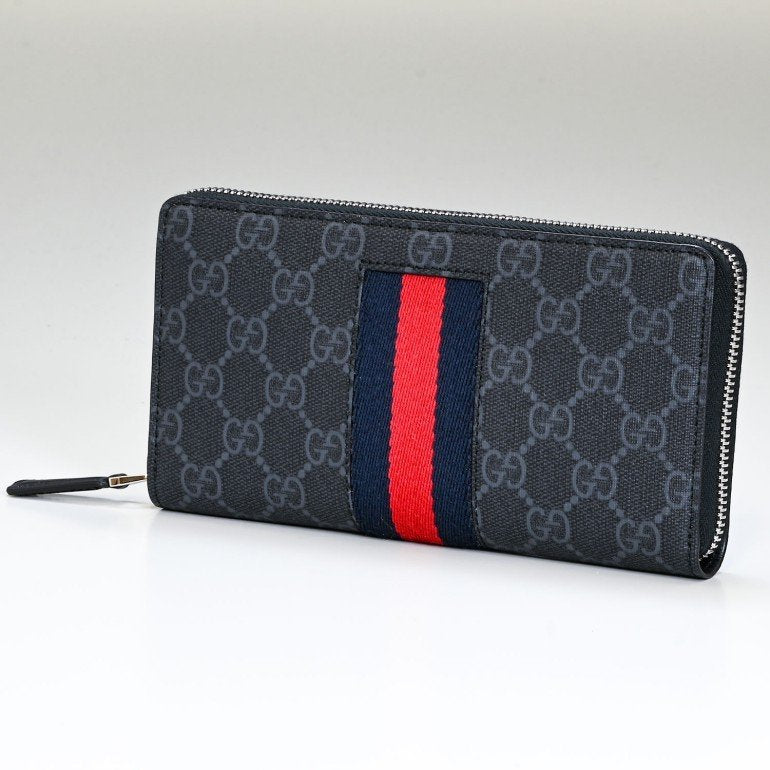 GUCCI GG Supreme Web Zip Around Wallet
