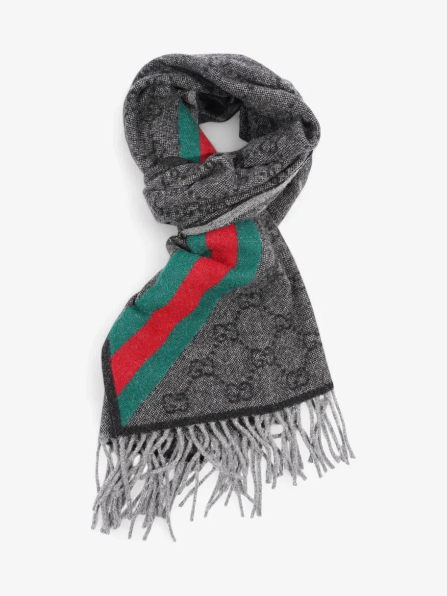 GUCCI GG SUPREME WEB WOOL CASHMERE  BLEND SCARF