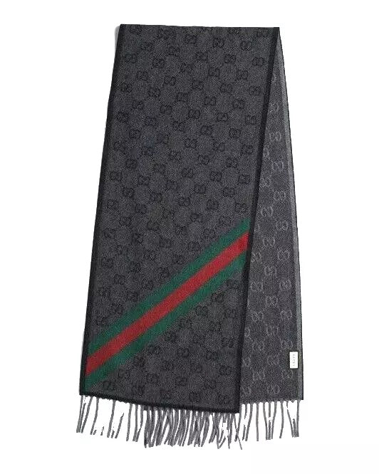 GUCCI GG SUPREME WEB WOOL CASHMERE  BLEND SCARF