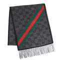 GUCCI GG SUPREME WEB WOOL CASHMERE  BLEND SCARF