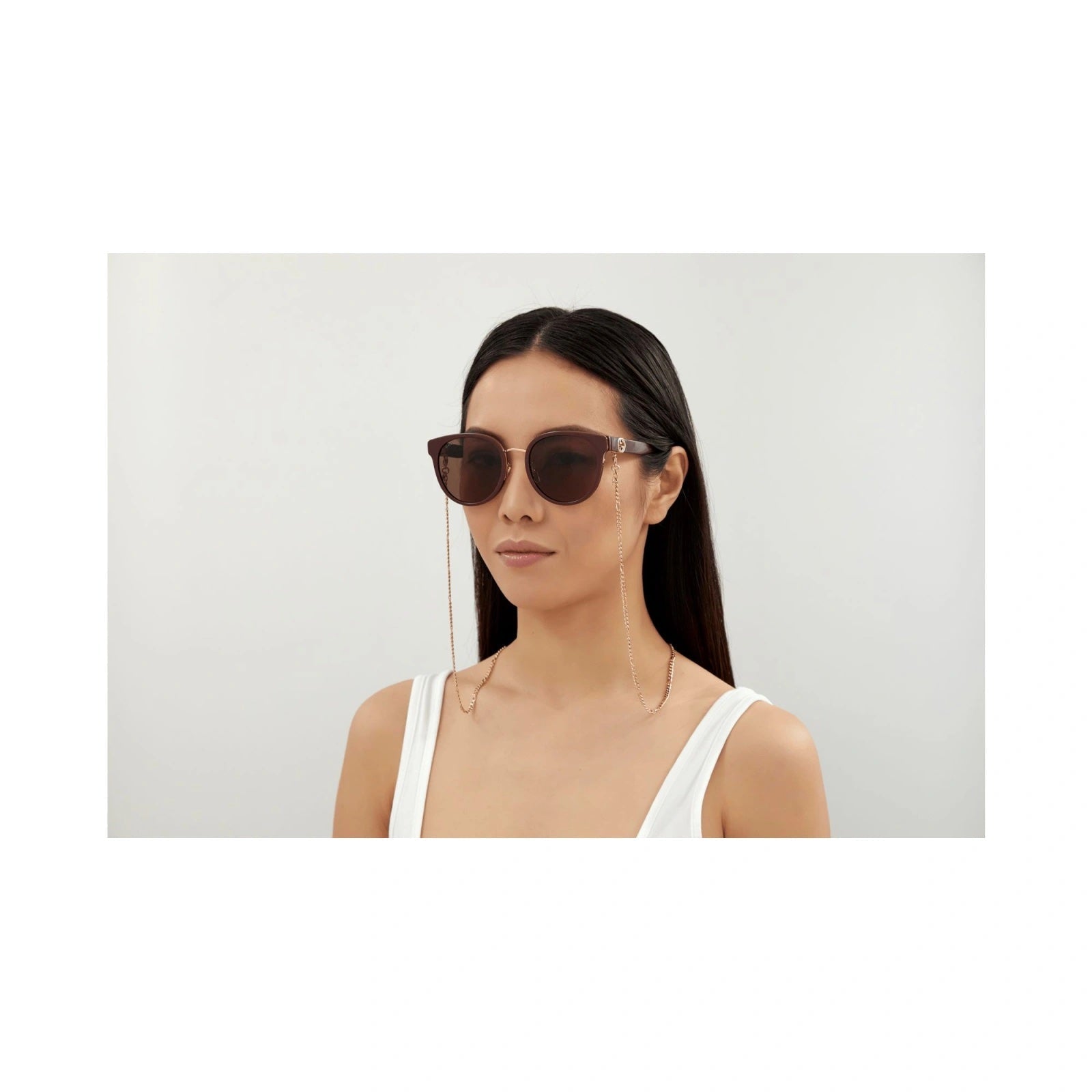 GUCCI CAT EYE GG1027SK-004 CHAIN SUNGLASSES