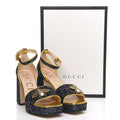 GUCCI Glitter Soko Bee Platform Mid Heel Sandals