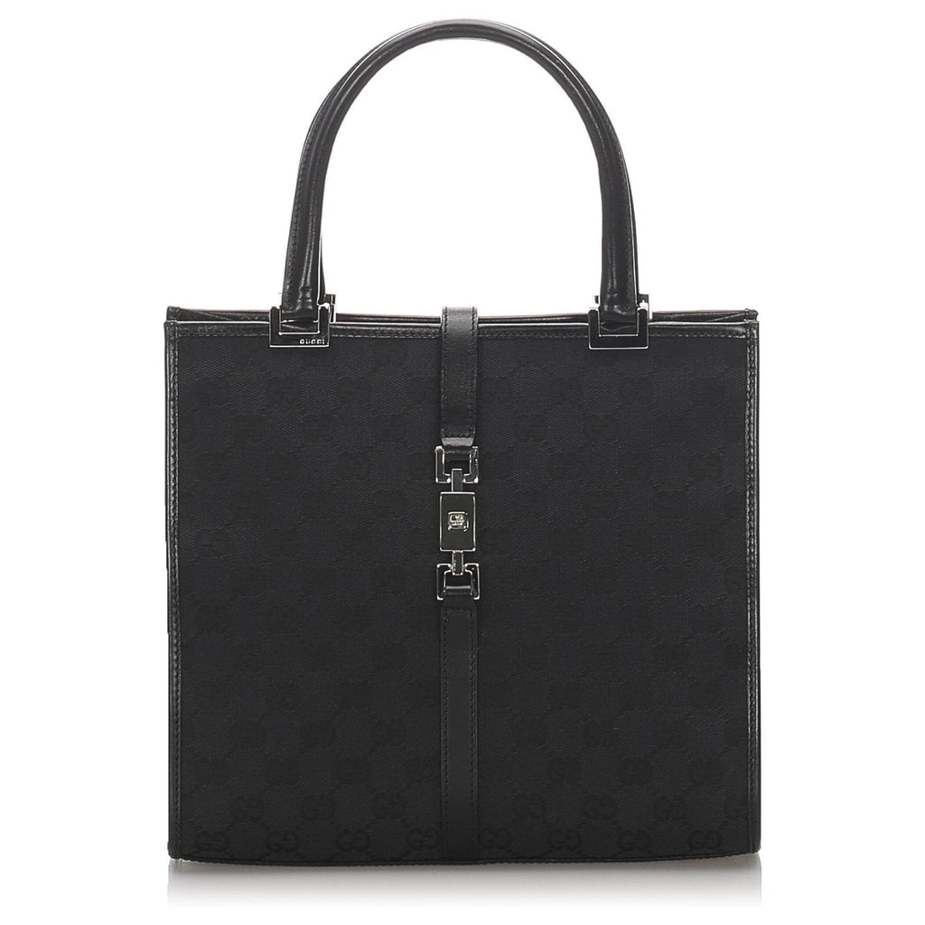 GUCCI GG CANVAS & LEATHER JACKIE TOTE BAG