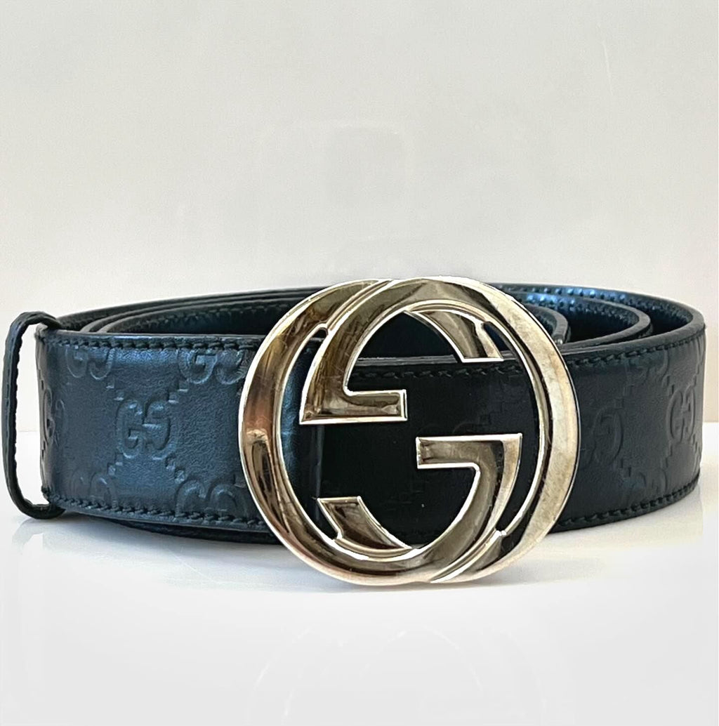 GUCCI GUCCISSIMA INTERLOCKING G LEATHER BELT