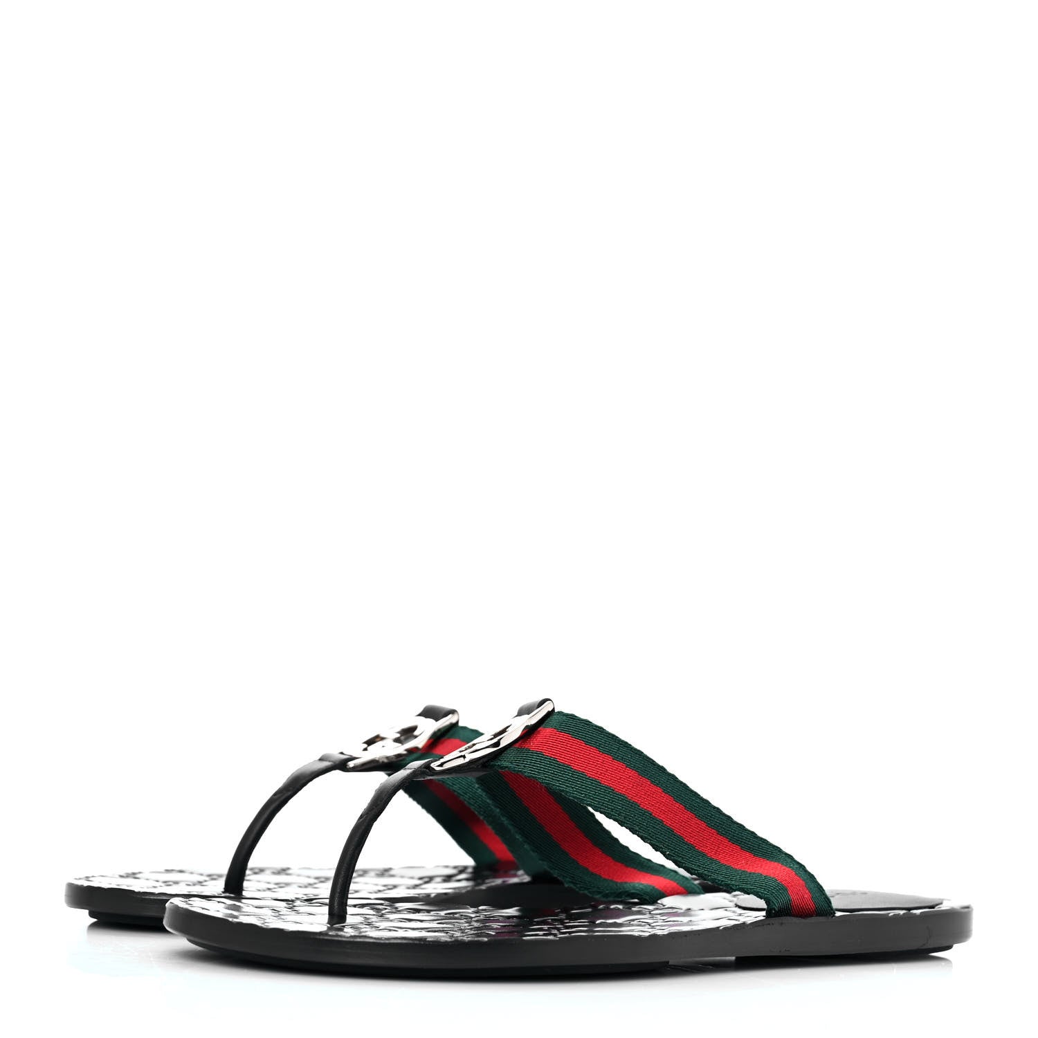 GUCCI Nylon Guccissima Web Thong Sandals