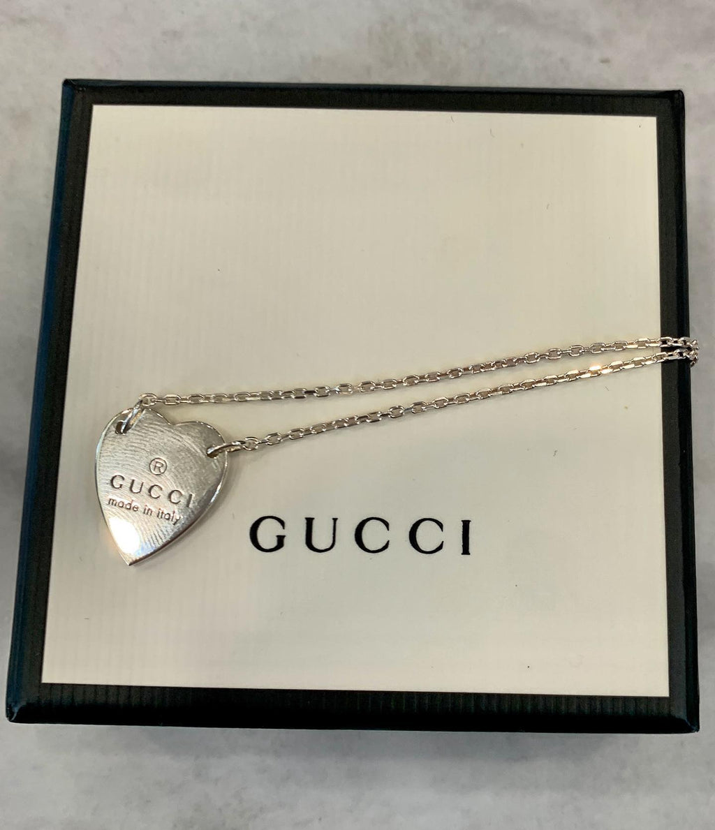 Gucci Sterling Silver Heart Pendant Necklace