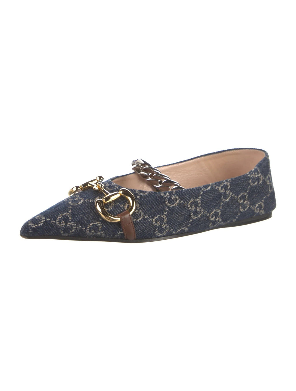 GUCCI DENIM HORSEBIT BALLET FLATS