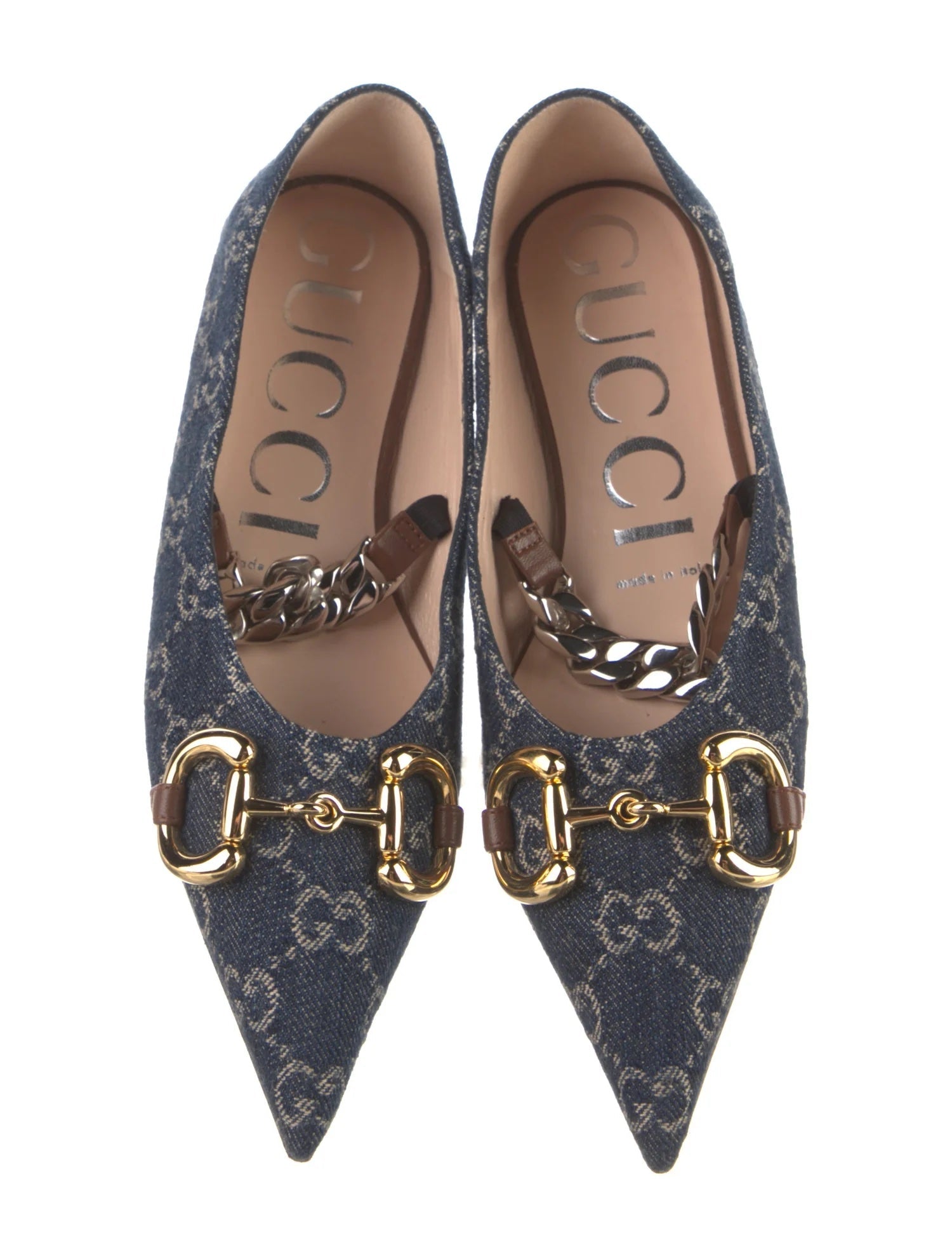 GUCCI DENIM HORSEBIT BALLET FLATS