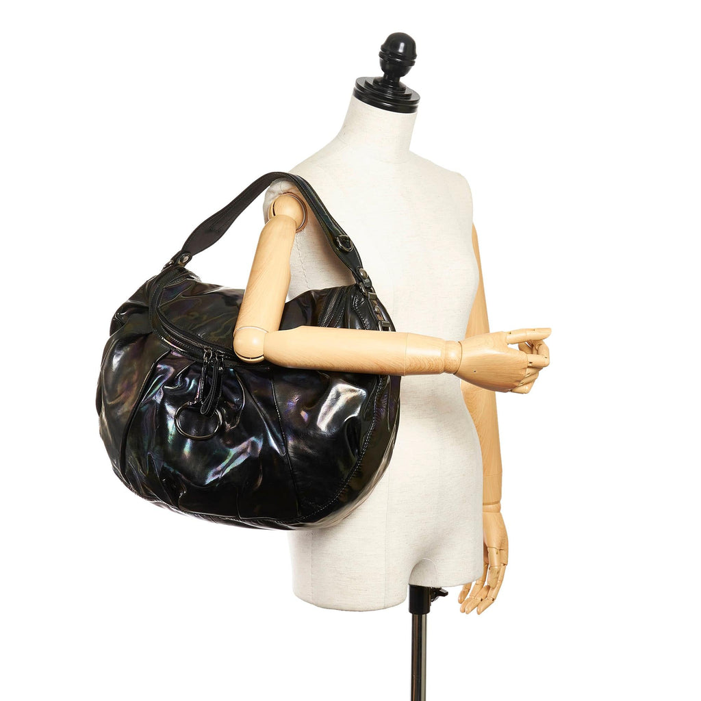 Gucci Icon Bit Patent Leather Hobo Bag (SHG-31901)