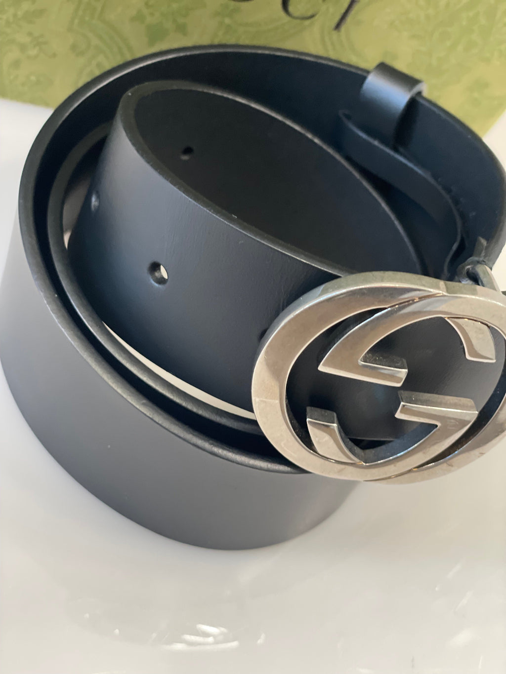 GUCCI INTERLOCKING GG SIGNATURE LEATHER BELT