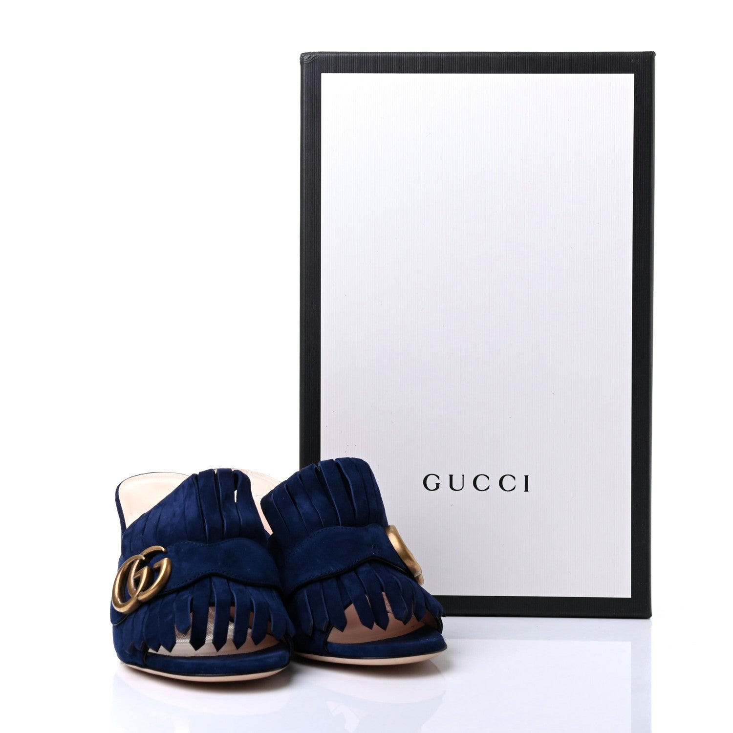GUCCI KID SCAMOSCIATO GG MARMONT FRINGE SANDAL