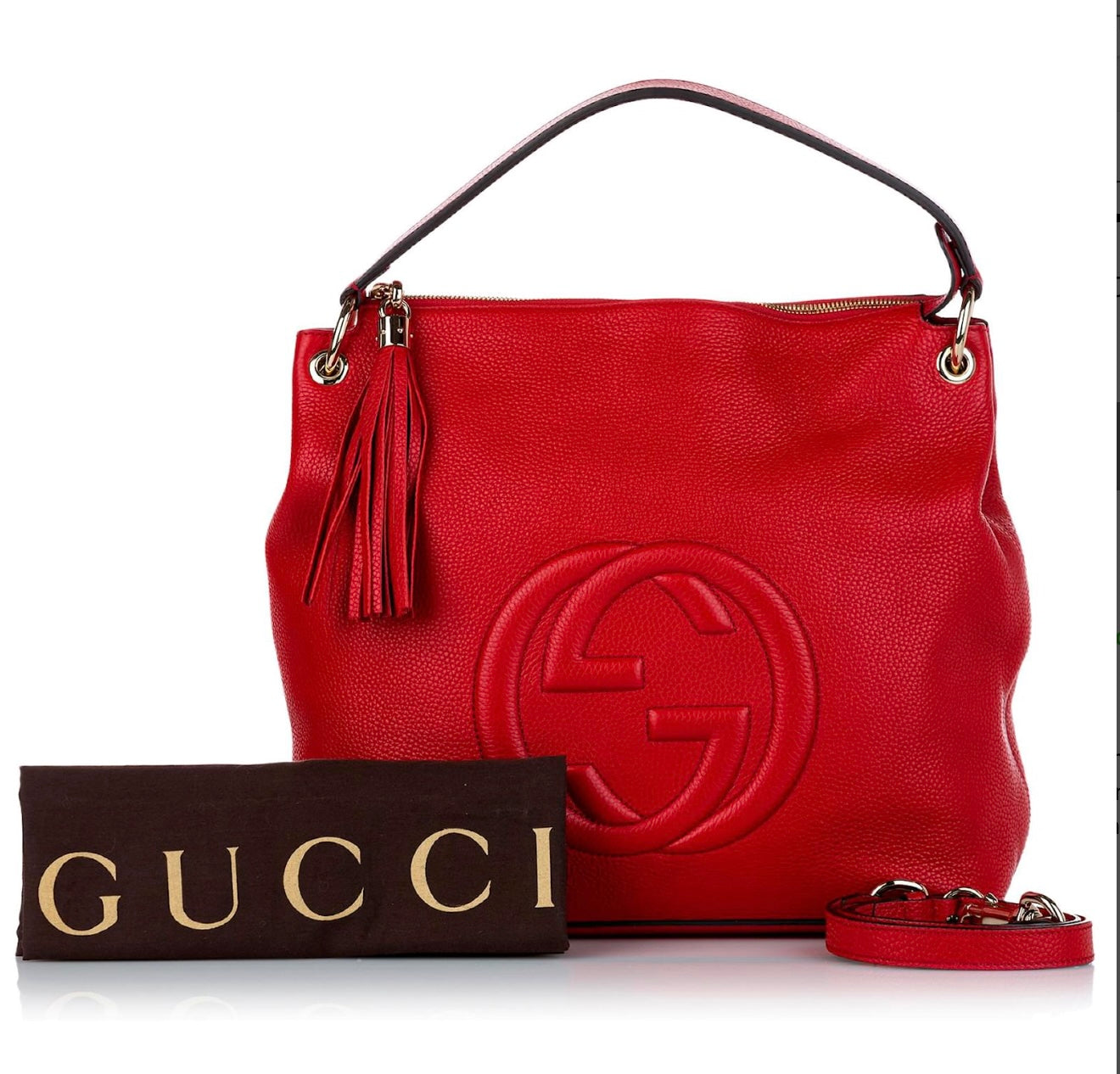 GUCCI LARGE PEBBLED CALFSKIN SOHO CONVERTIBLE HOBO BAG