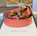 Gucci Leather Metal Bow Buckle Belt
