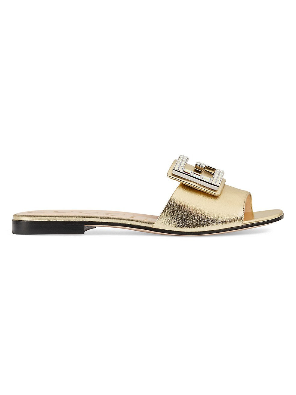 GUCCI Madelyn Square G Leather Slides