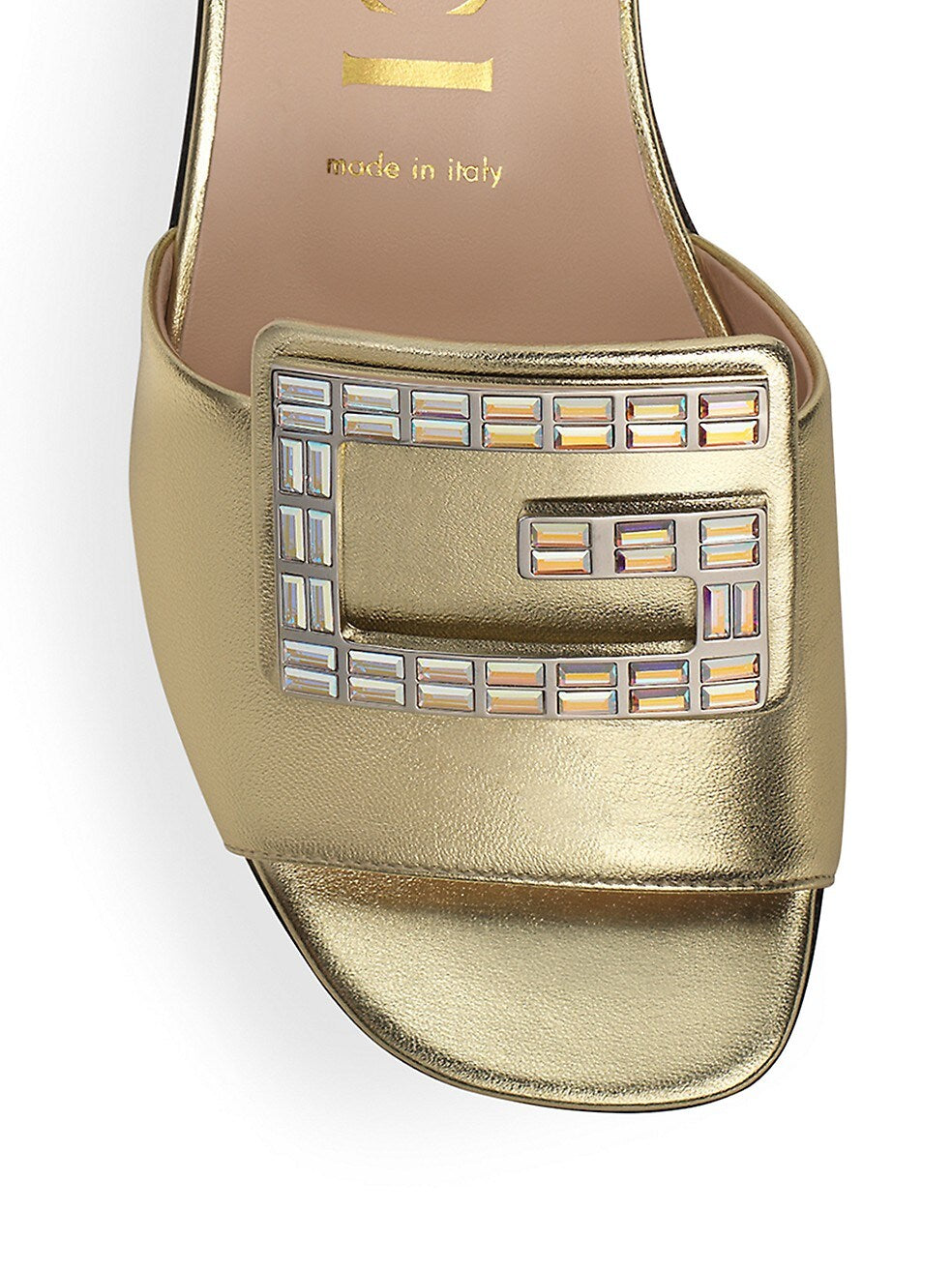 GUCCI Madelyn Square G Leather Slides
