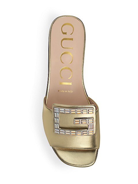 GUCCI Madelyn Square G Leather Slides