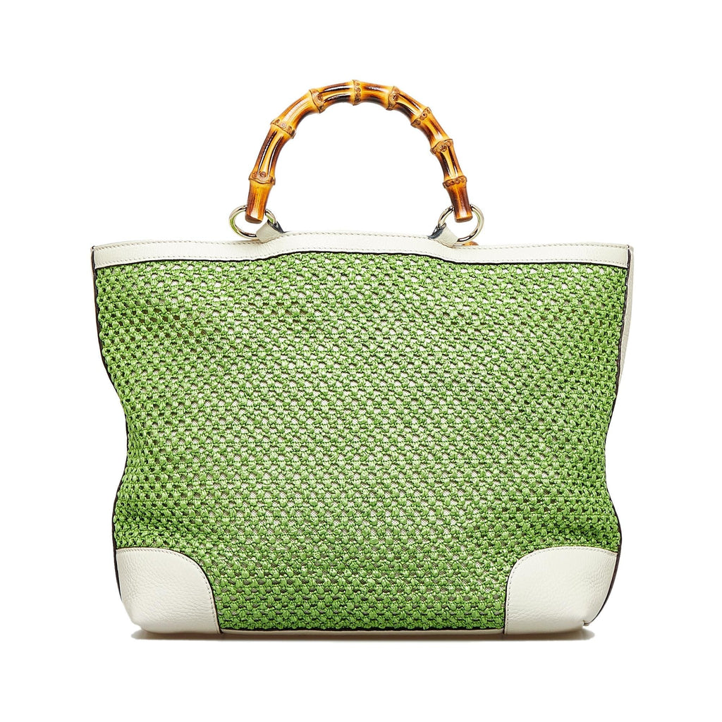 Gucci Medium Raffia Bamboo Shopper Tote (SHG-Po0R3i)