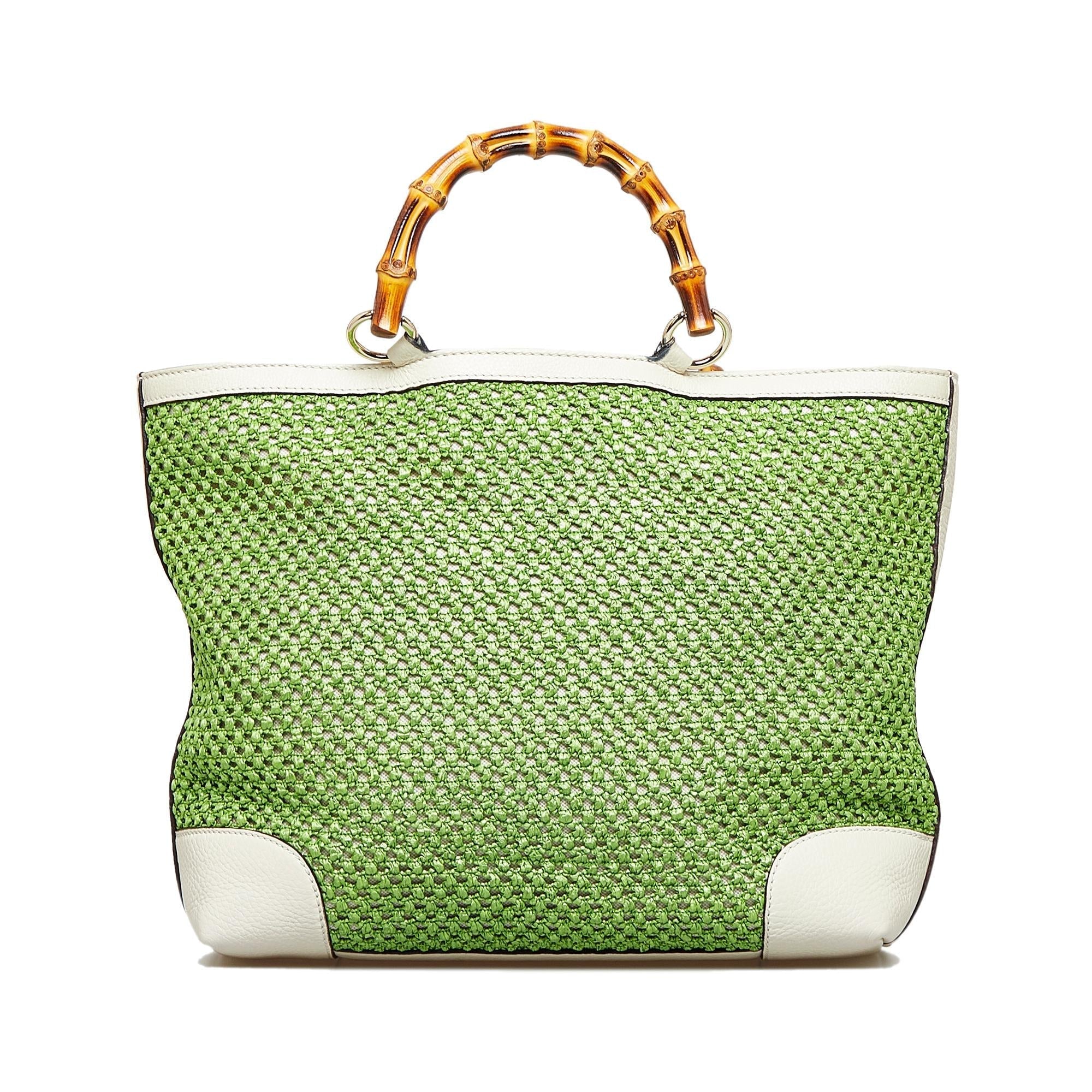 Gucci Medium Raffia Bamboo Shopper Tote (SHG-Po0R3i)