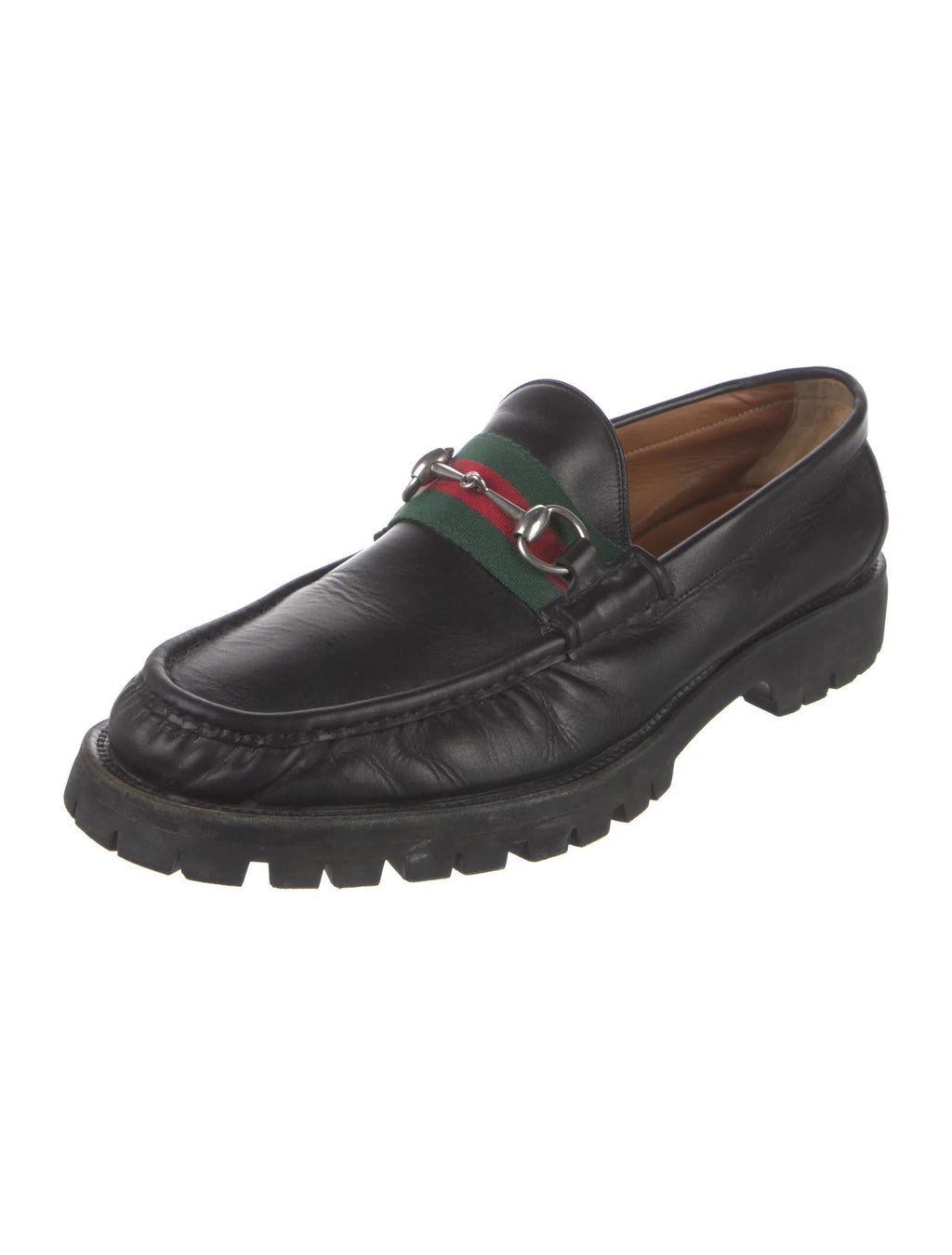 GUCCI MEN'S HORSEBIT WEB LUG SOLE LOAFERS