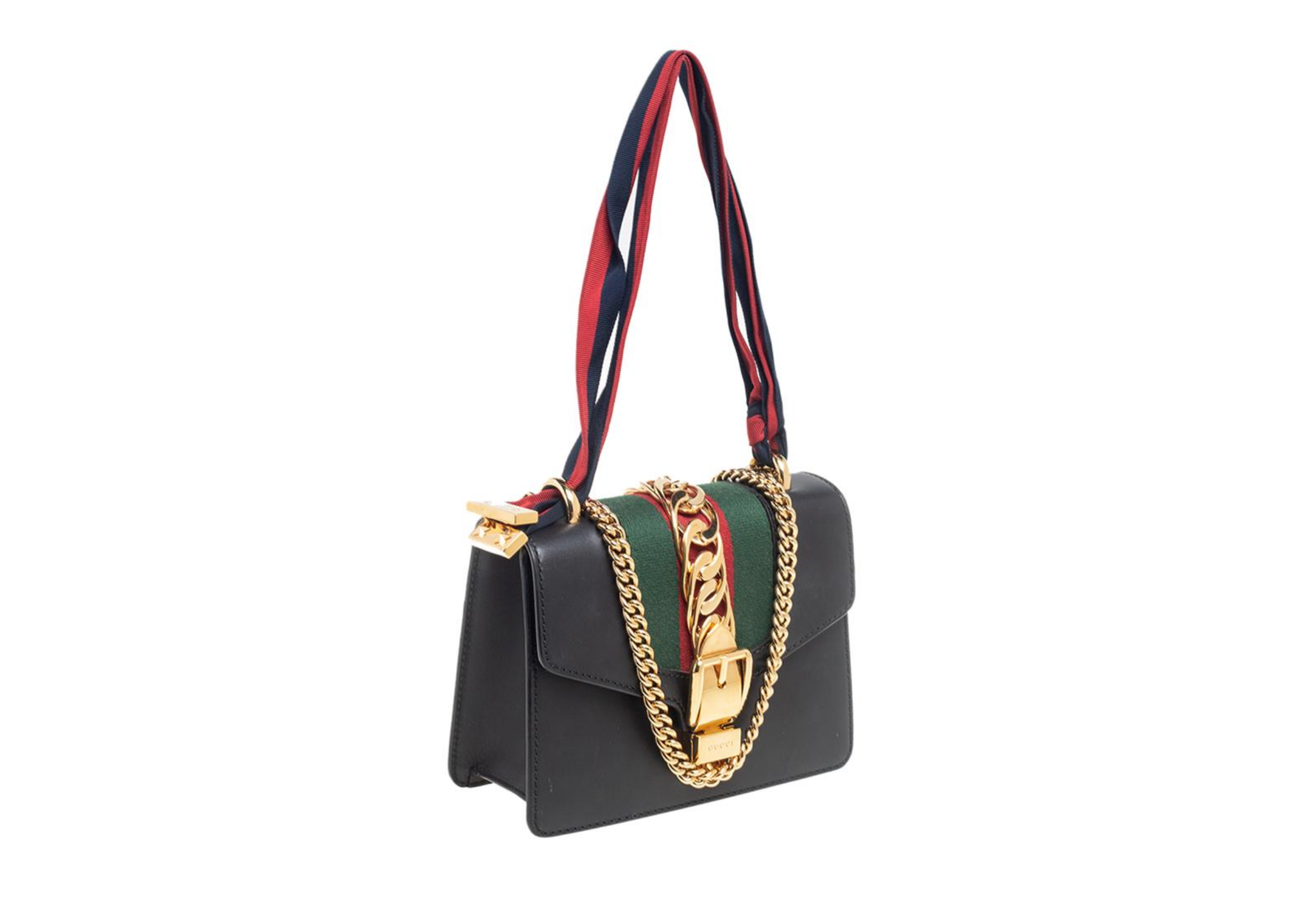 GUCCI MINI LEATHER SYLVIE CHAIN LEATHER CROSSBODY BAG