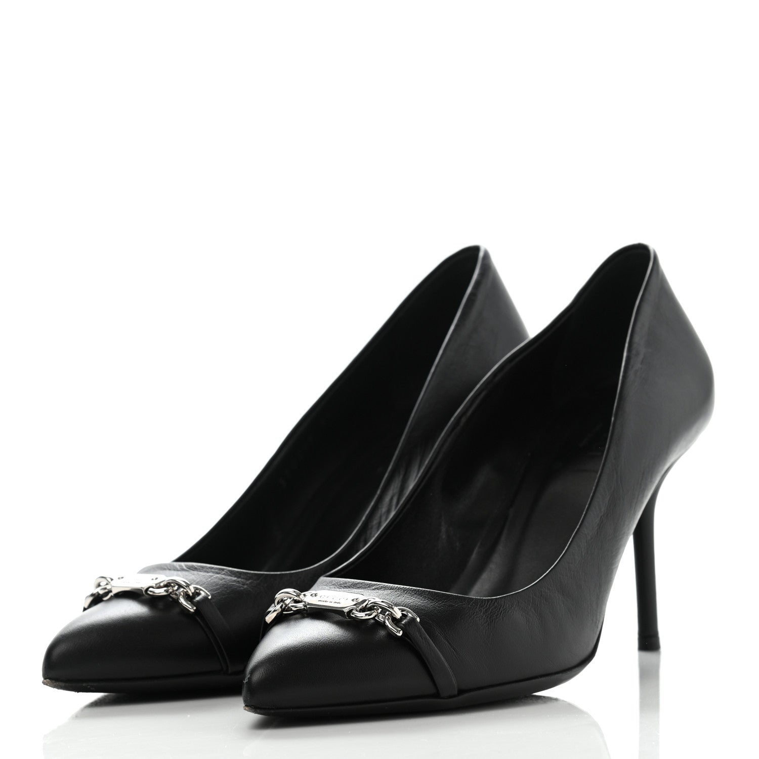 GUCCI NAPPA LEATHER MOOREA MOALITA MID HEEL PUMPS