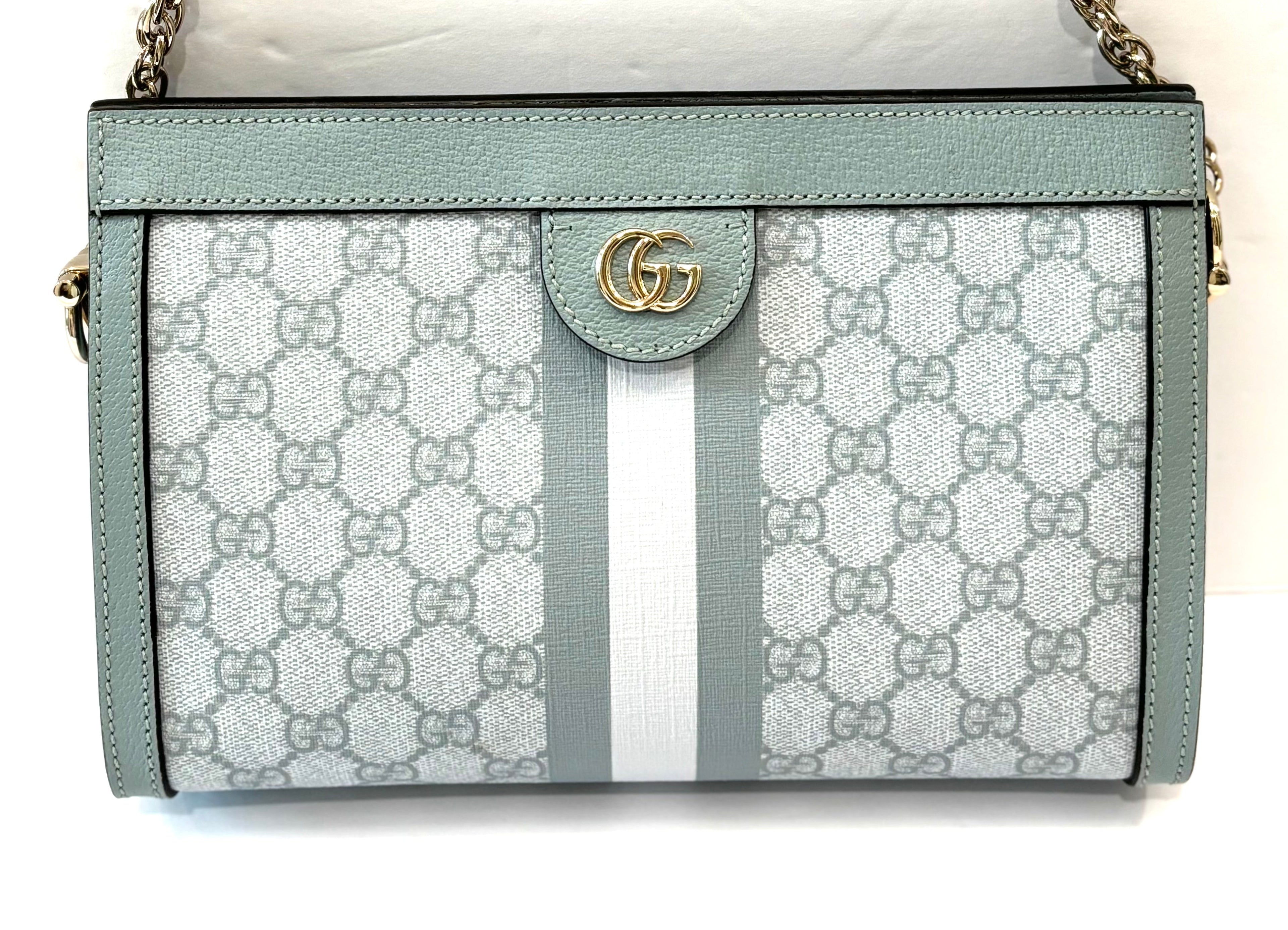 GUCCI GG SUPREME OPHIDIA SMALL SHOULDER CHAIN BAG IN BLUE HOTSELL
