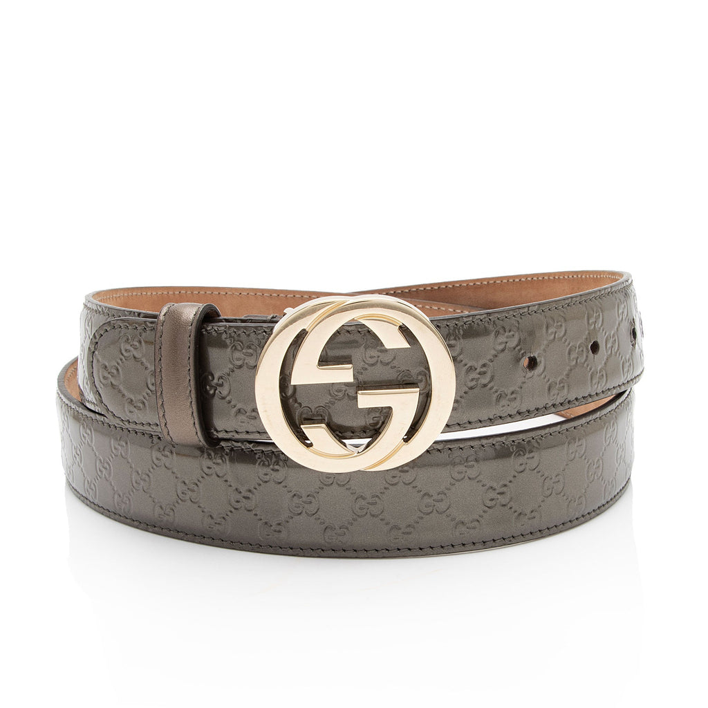 Gucci Patent Leather Microguccissima Interlocking G Narrow Belt - Size 40 / 100 (SHF-UcAdV9)