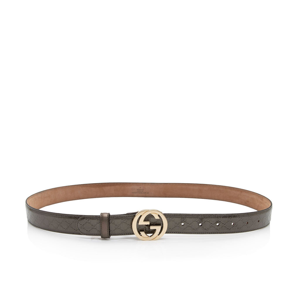 Gucci Patent Leather Microguccissima Interlocking G Narrow Belt - Size 40 / 100 (SHF-UcAdV9)
