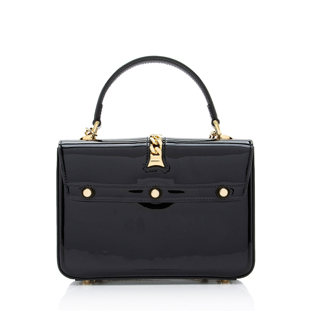 Gucci Patent Leather Sylvie 1969 Top Handle Mini Satchel (SHF-LRHVS4)