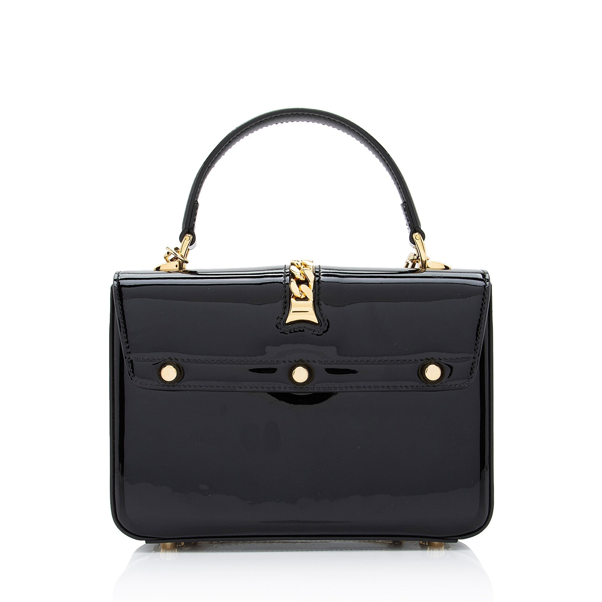 Gucci Patent Leather Sylvie 1969 Top Handle Mini Satchel (SHF-LRHVS4)
