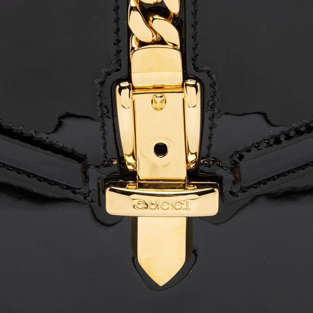 Gucci Patent Leather Sylvie 1969 Top Handle Mini Satchel (SHF-LRHVS4)