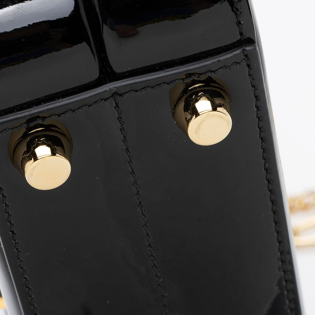 Gucci Patent Leather Sylvie 1969 Top Handle Mini Satchel (SHF-LRHVS4)