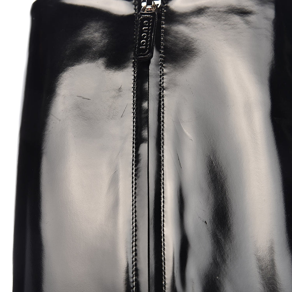 GUCCI PATENT LILIAN HORSEBIT KNEE HIGH BOOTS