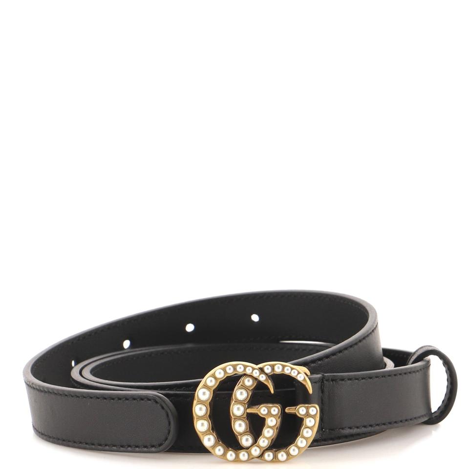 GUCCI PEARLY GG MARMONT LEATHER BELT