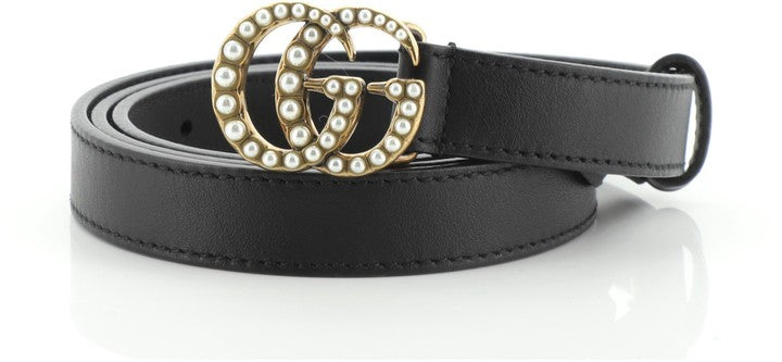 GUCCI PEARLY GG MARMONT LEATHER BELT
