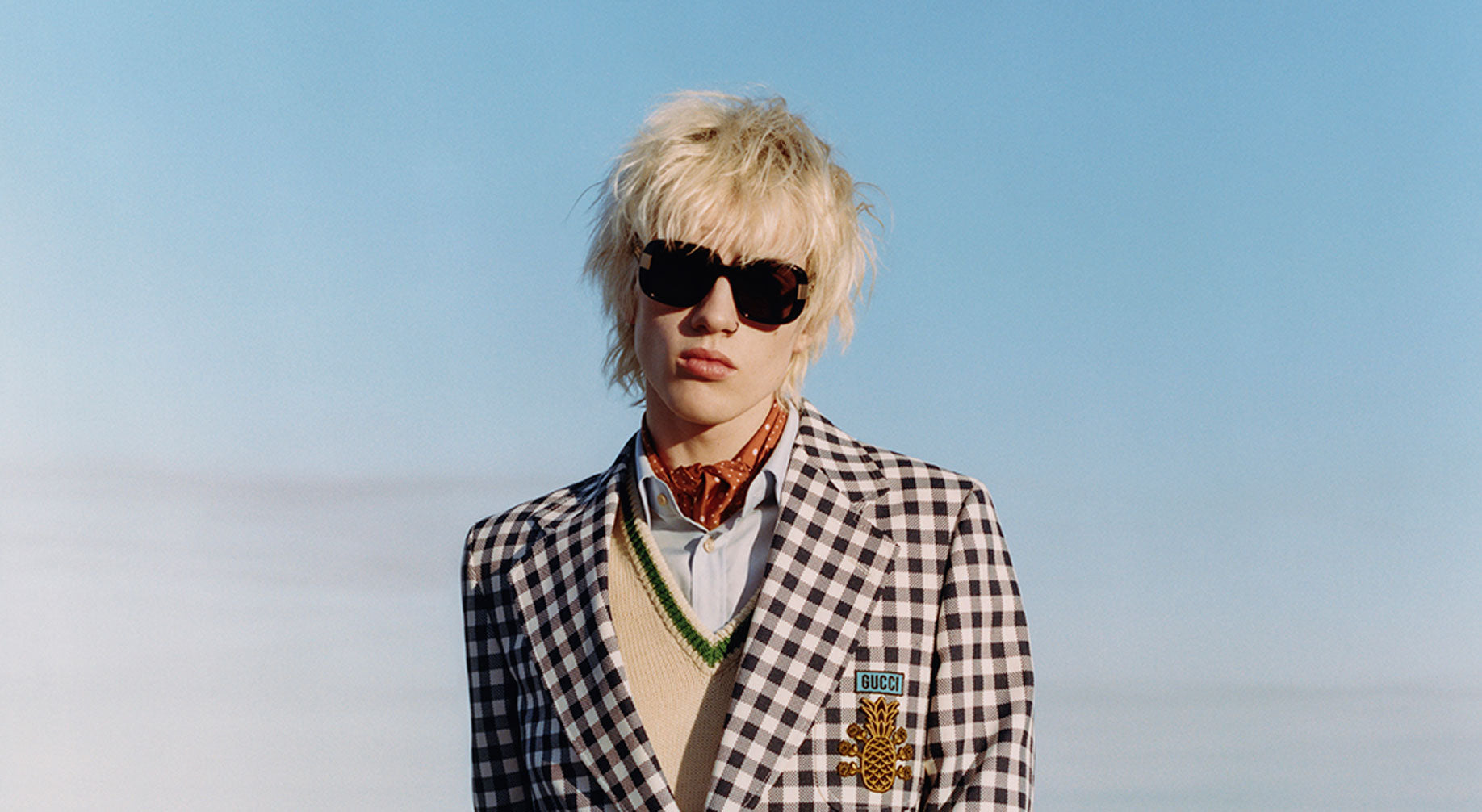 GUCCI ALESSANDRO MICHEL PINEAPPLE GINGHAM CHECK BLAZER