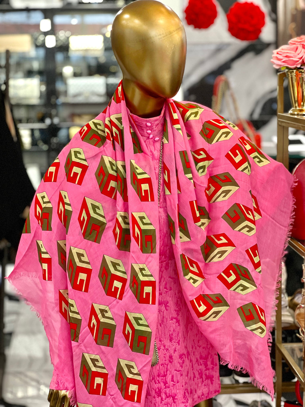 GUCCI GG CUBES SILK BLEND  SCARF