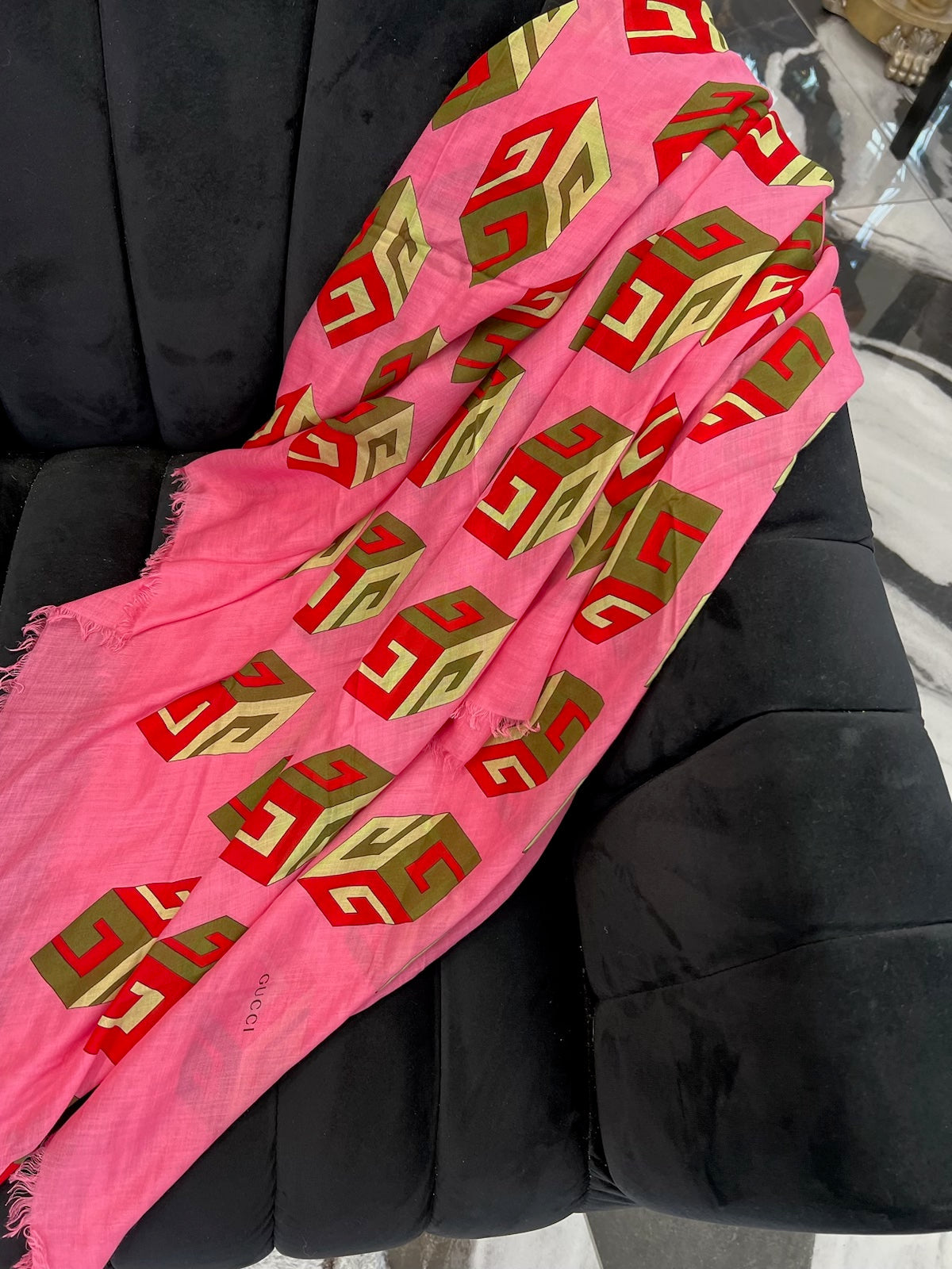 GUCCI GG CUBES SILK BLEND  SCARF