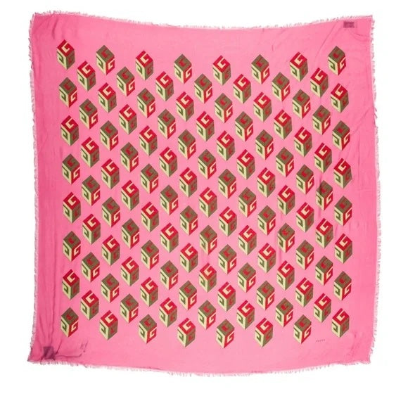 GUCCI GG CUBES SILK BLEND  SCARF