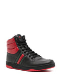 GUCCI RONNIE WEB HIGH-TOP CALFSKIN LEATHER SNEAKERS